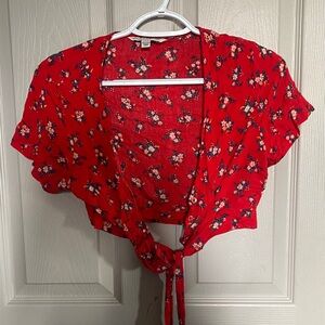American Eagle Outfitters Red Floral Blouse